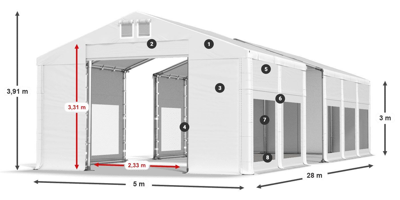 Krov: MS 580 PVC Zidovi: MS 580 PVC Legenda od 3 m