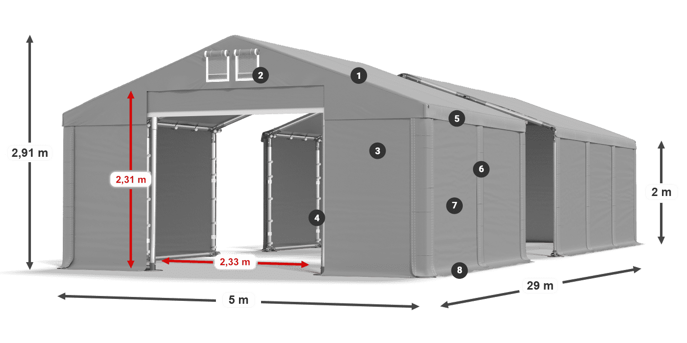 Krov: MS 580 PVC Zidovi: SD 500 PVC Legenda od 2 m
