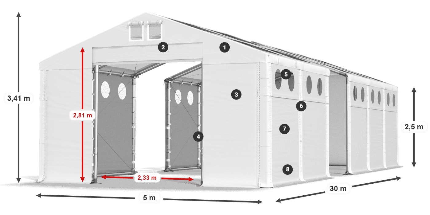 Krov: MS T 580 PVC Zidovi: MS O 580 PVC 2,5 m legenda