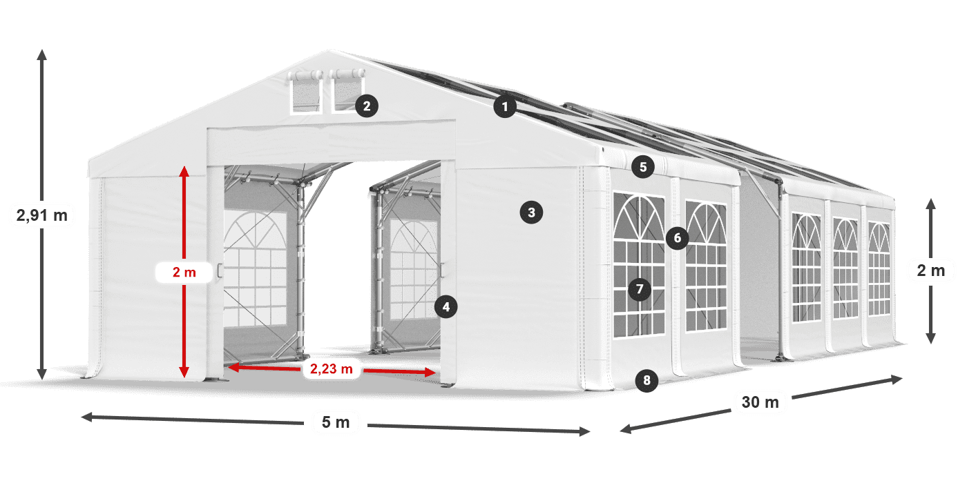 Krov: MS T 580 PVC Zidovi: FR 620 PVC Legenda od 2 m