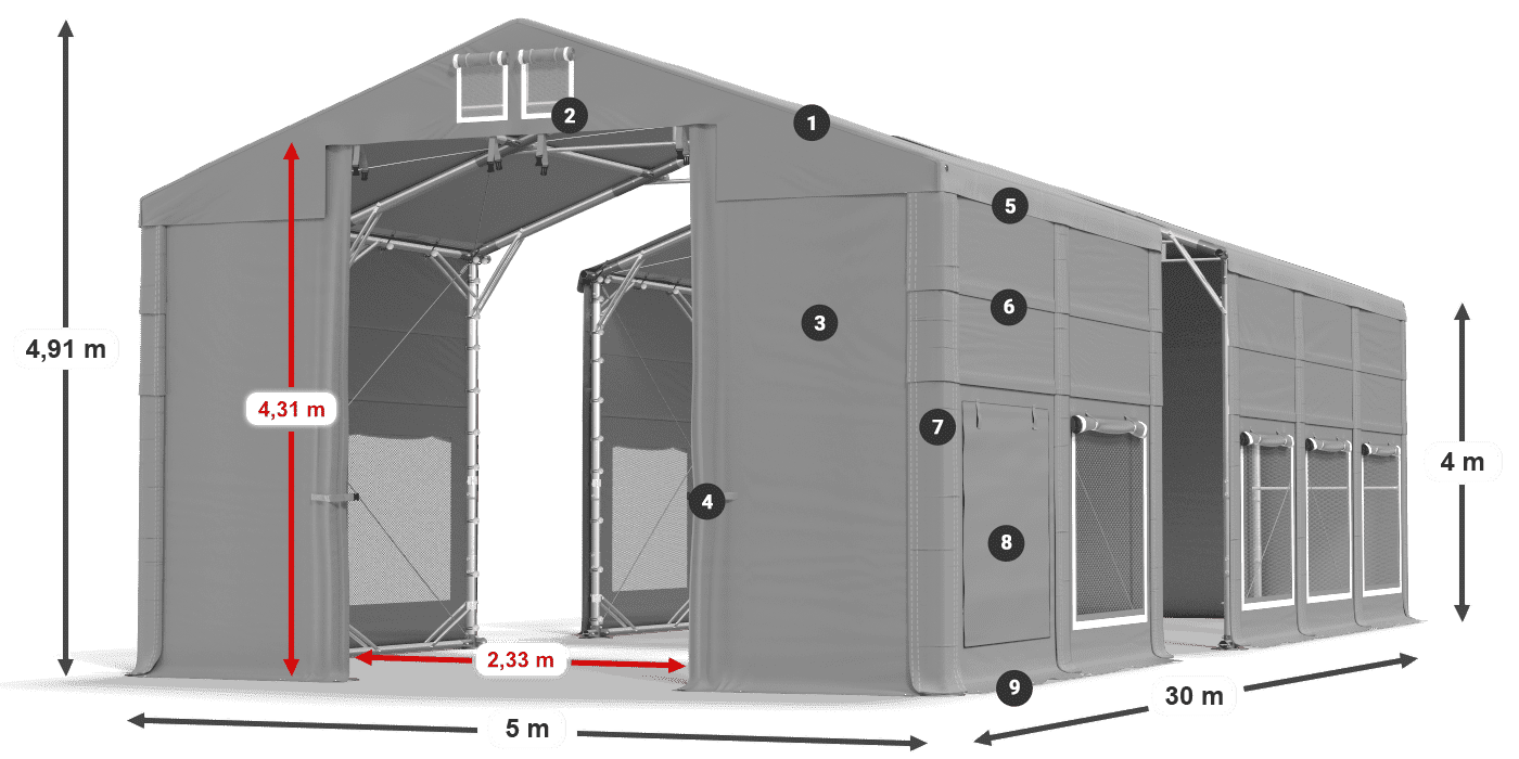 Krov: FR 620 PVC Zidovi: SD 500 PVC Legenda od 4 m