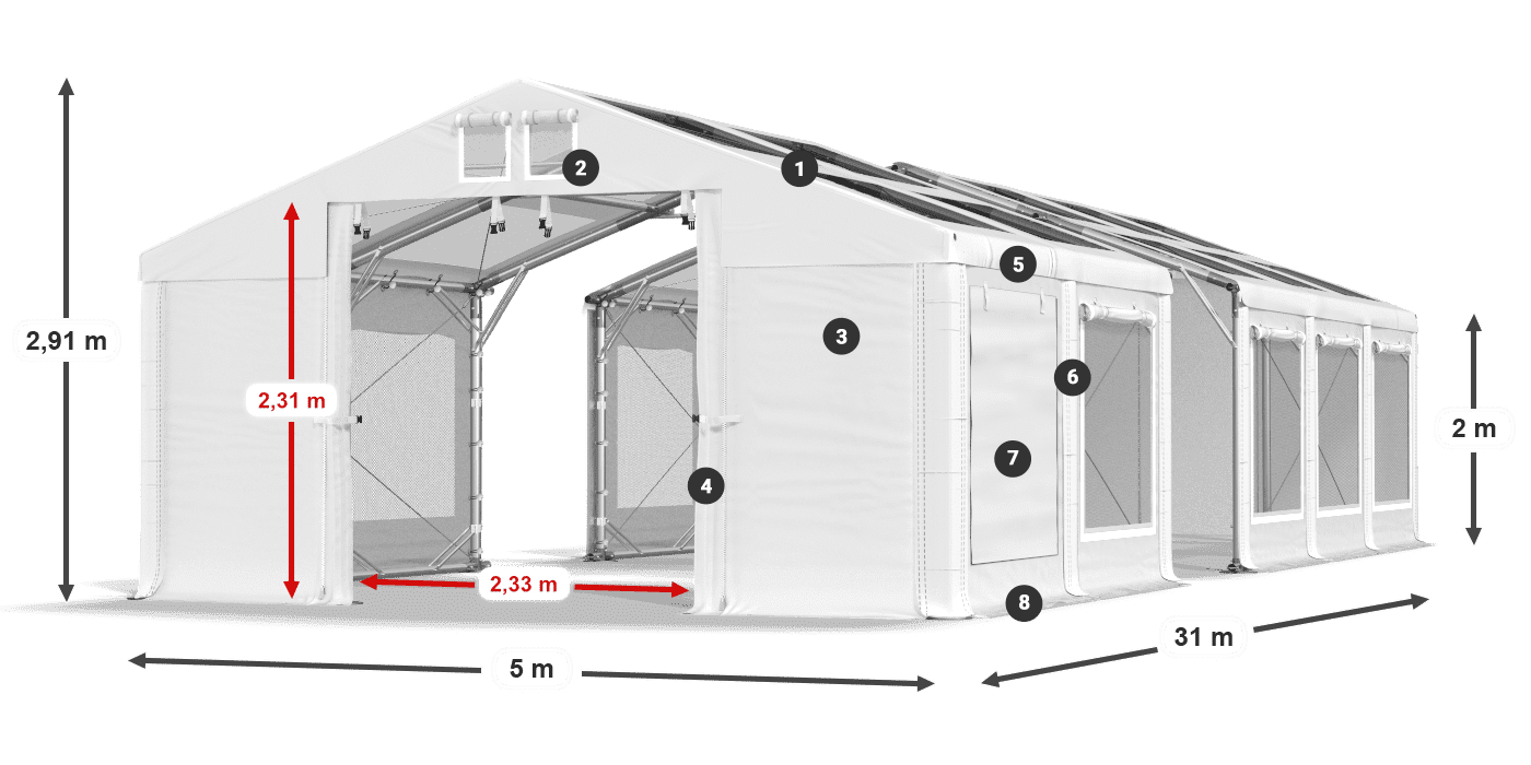 Krov: MS T 580 PVC Zidovi: SDM 500 PVC 2m legenda