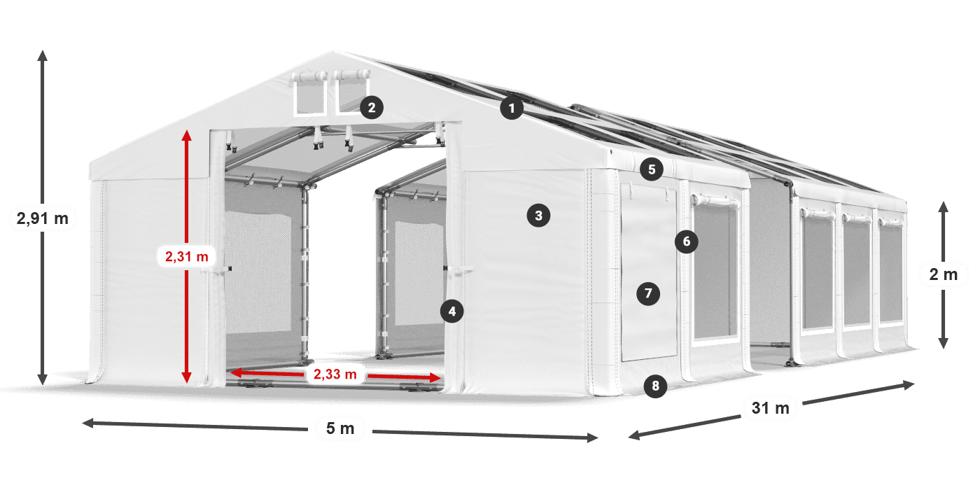 Krov: MS T 580 PVC Zidovi: SDM 500 PVC 2m legenda