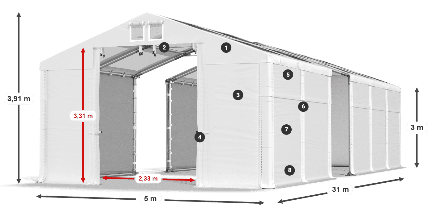 Krov: MS T 580 PVC Zidovi: FR 620 PVC Legenda od 3 m