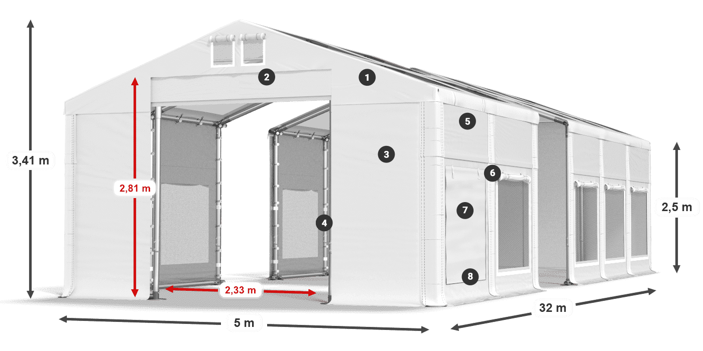 Krov: MS T 580 PVC Zidovi: SD M 500 PVC Legenda od 2,5 m
