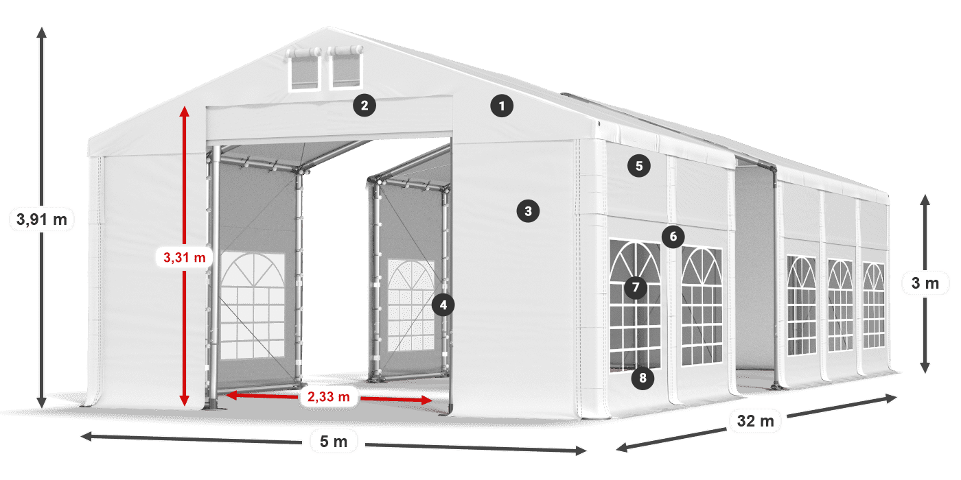 Krov: MS 580 PVC Zidovi: FR 620 PVC Legenda od 3 m
