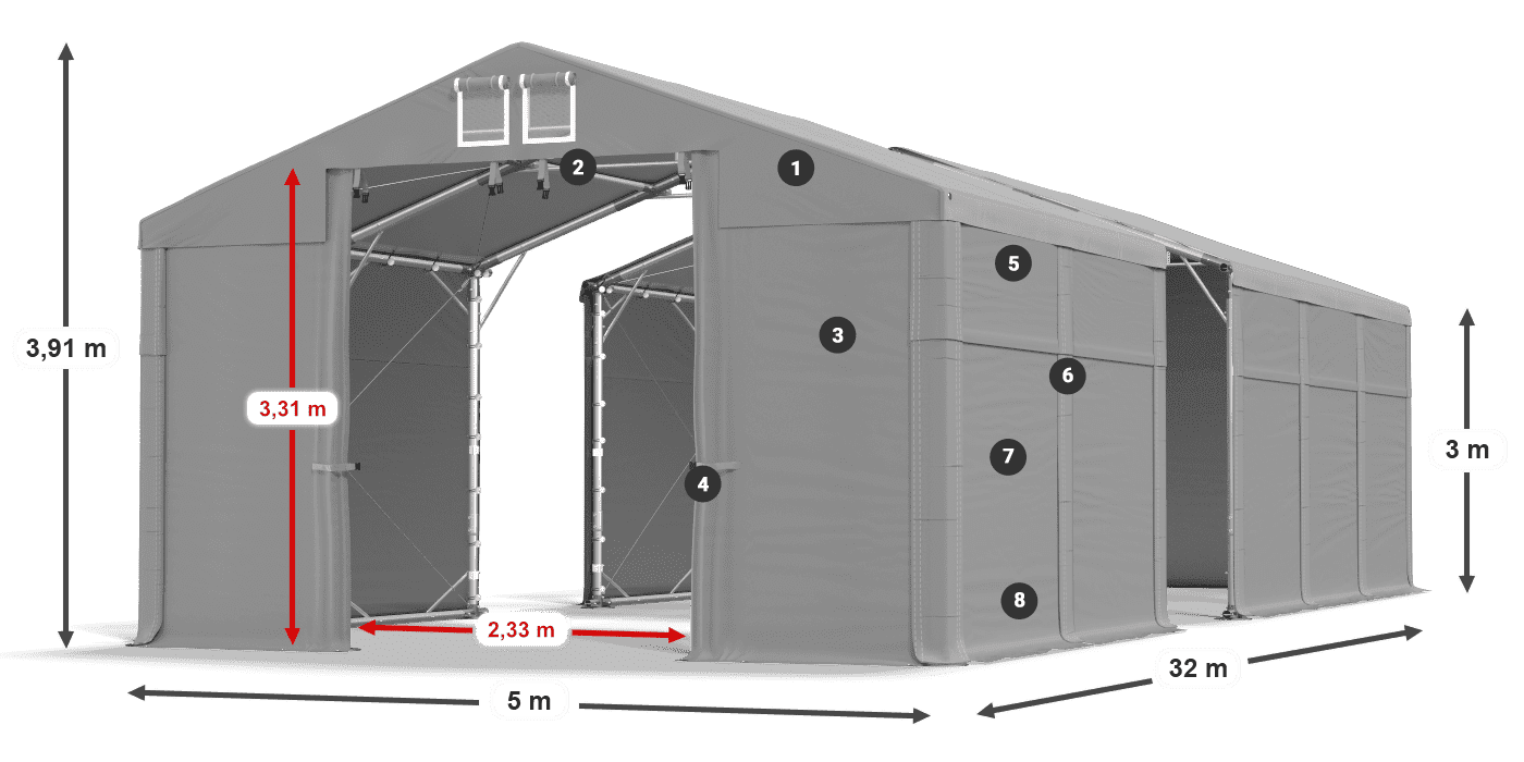 Krov: MS 580 PVC Zidovi: SD 500 PVC Legenda od 3 m