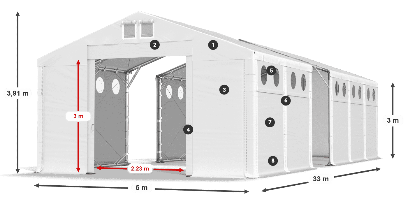 Krov: MS 580 PVC Zidovi: SD O 500 PVC Legenda od 3 m