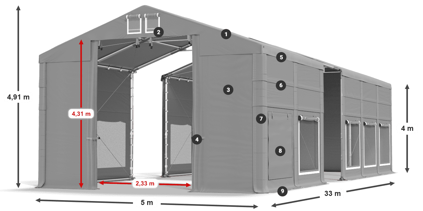 Krov: FR 620 PVC Zidovi: SD 500 PVC Legenda od 4 m