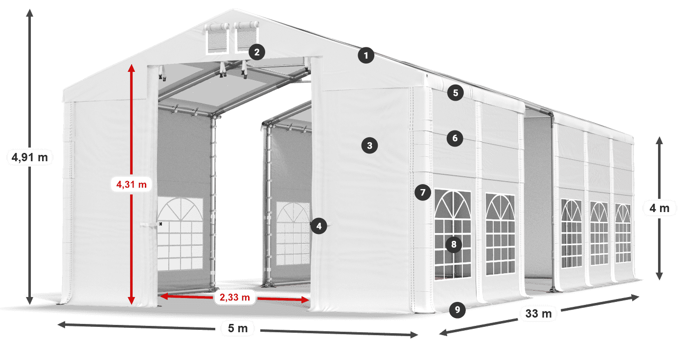 Krov: MS T 580 PVC Zidovi: FR 620 PVC Legenda od 4 m