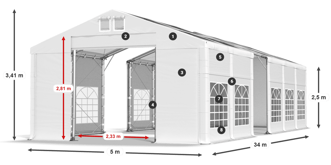Krov: MS T 580 PVC Zidovi: FR 620 PVC Legenda od 2,5 m
