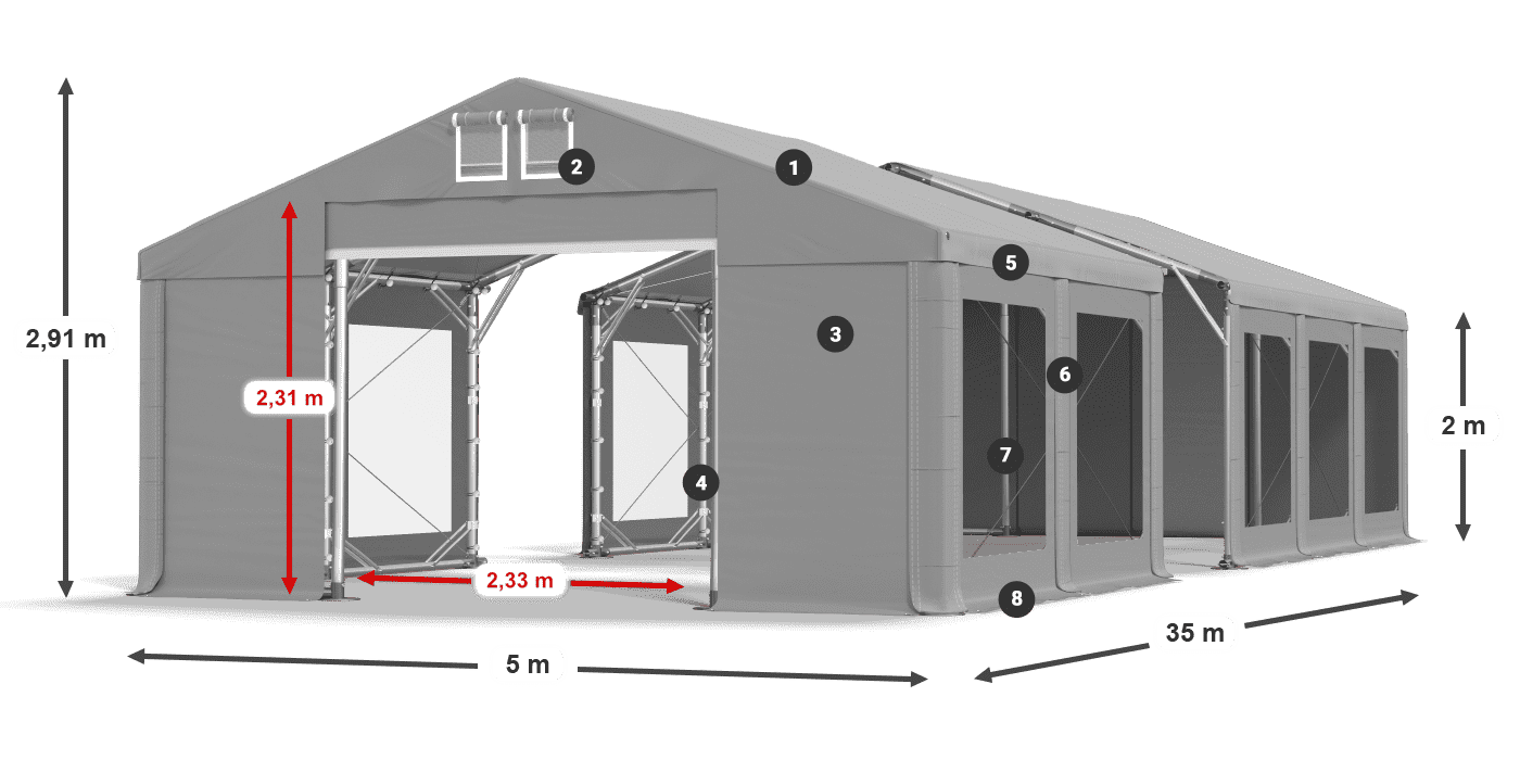 Krov: FR 620 PVC Zidovi: MS 580 PVC Legenda od 2 m