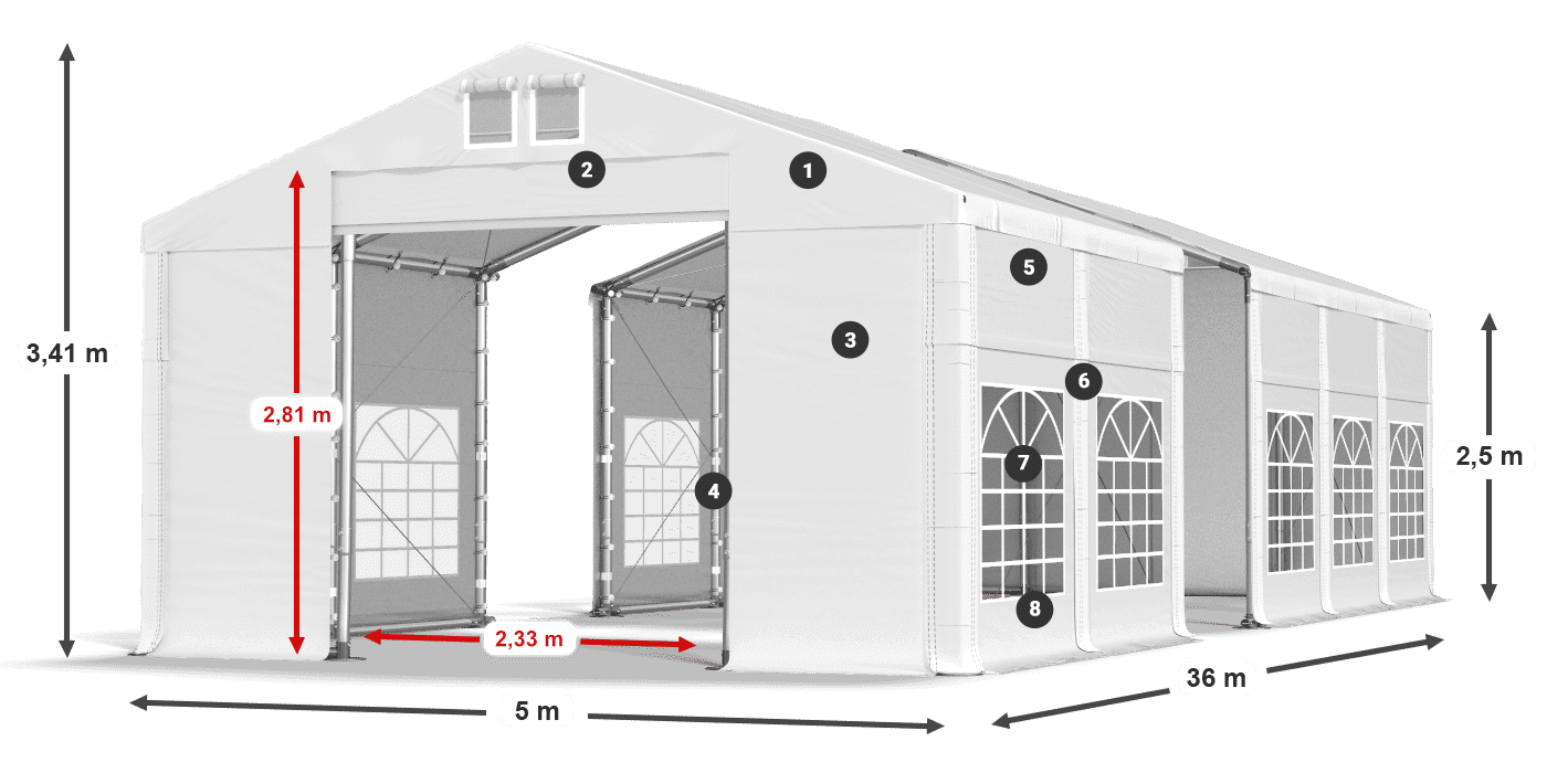 Krov: FR 620 PVC Zidovi: SD 500 PVC Legenda od 2,5 m