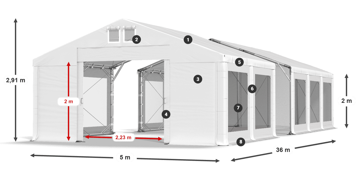Krov: MS 580 PVC Zidovi: MS 580 PVC Legenda od 2 m