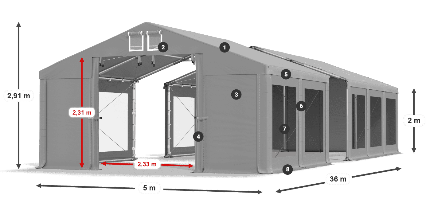 Krov: MS 580 PVC Zidovi: MS 580 PVC Legenda od 2 m