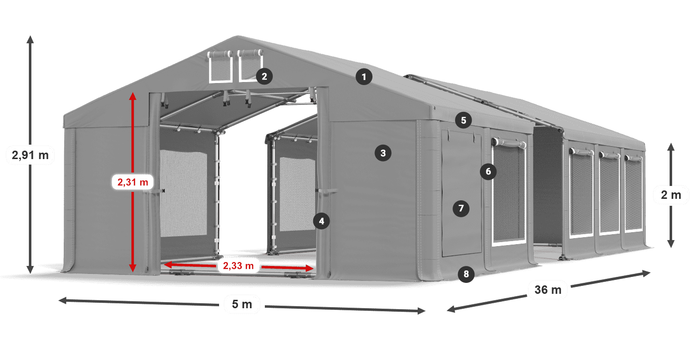 Krov: MS 580 PVC Zidovi: SD M 500 PVC Legenda od 2 m