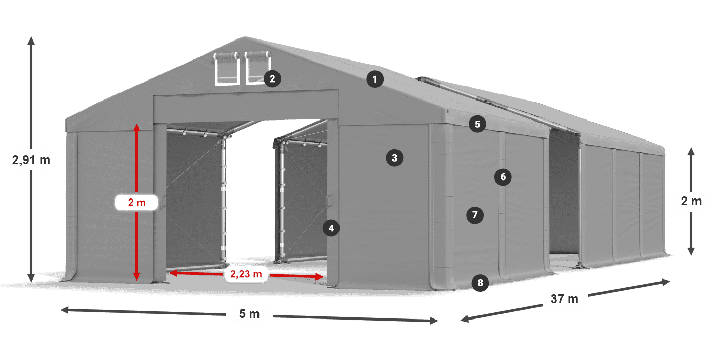 Krov: FR 620 PVC Zidovi: SD 580 PVC Legenda od 2 m
