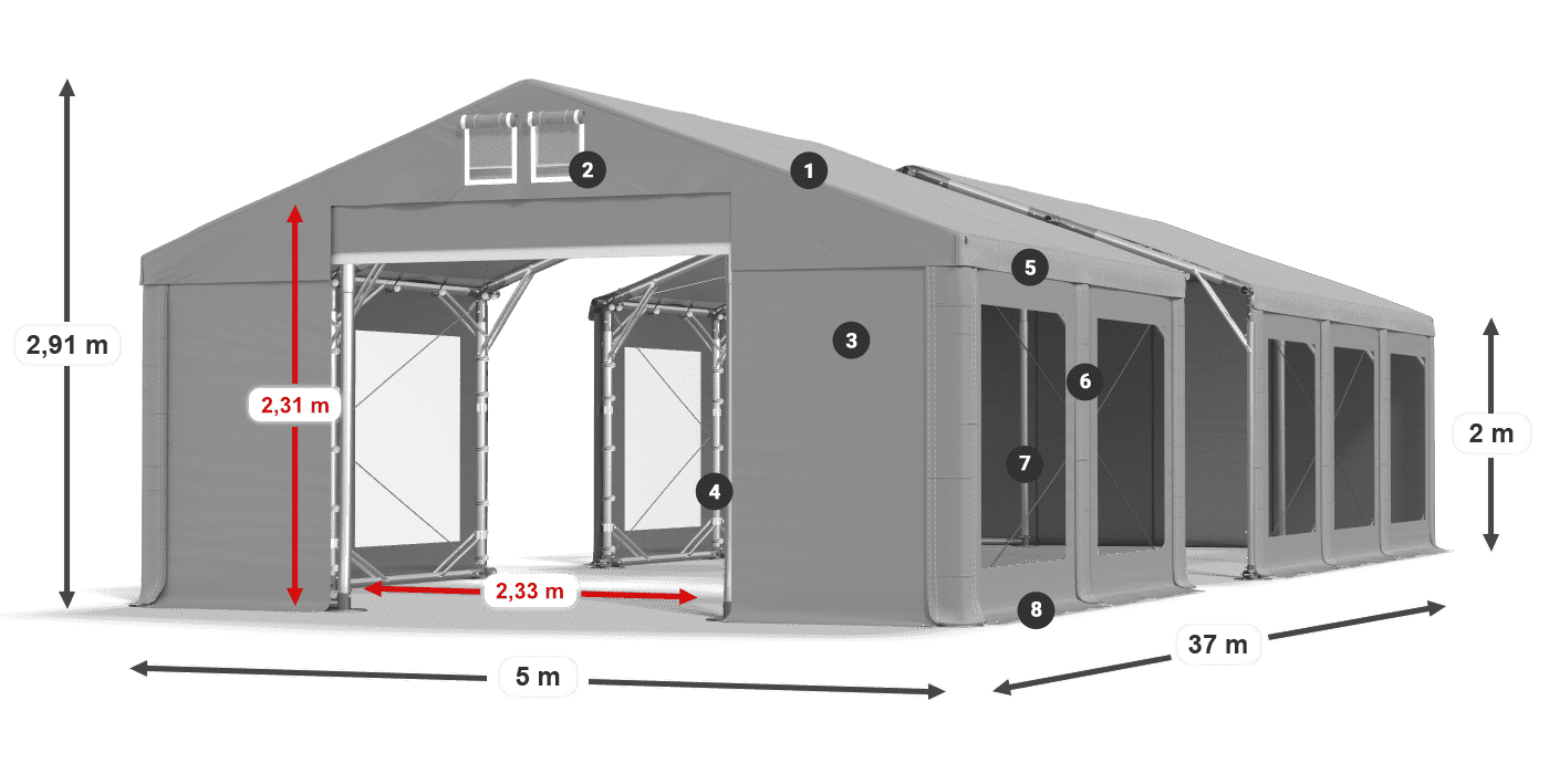 Krov: MS 580 PVC Zidovi: MS 580 PVC Legenda od 2 m