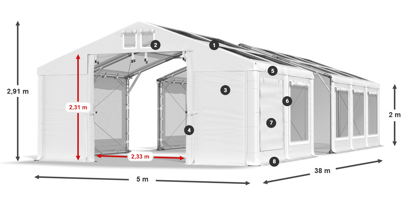 Krov: MS T 580 PVC Zidovi: SDM 500 PVC 2m legenda