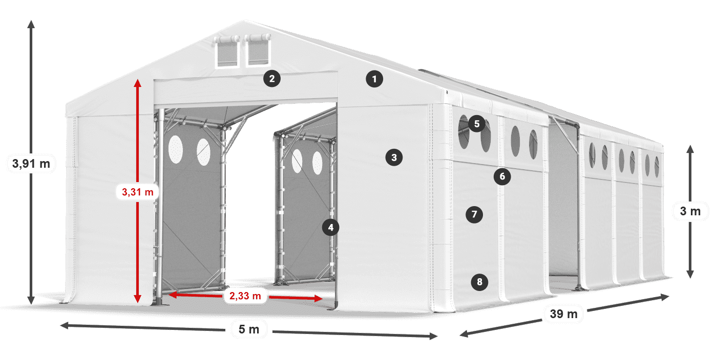 Krov: FR 620 PVC Zidovi: MS O 580 PVC Legenda od 3 m