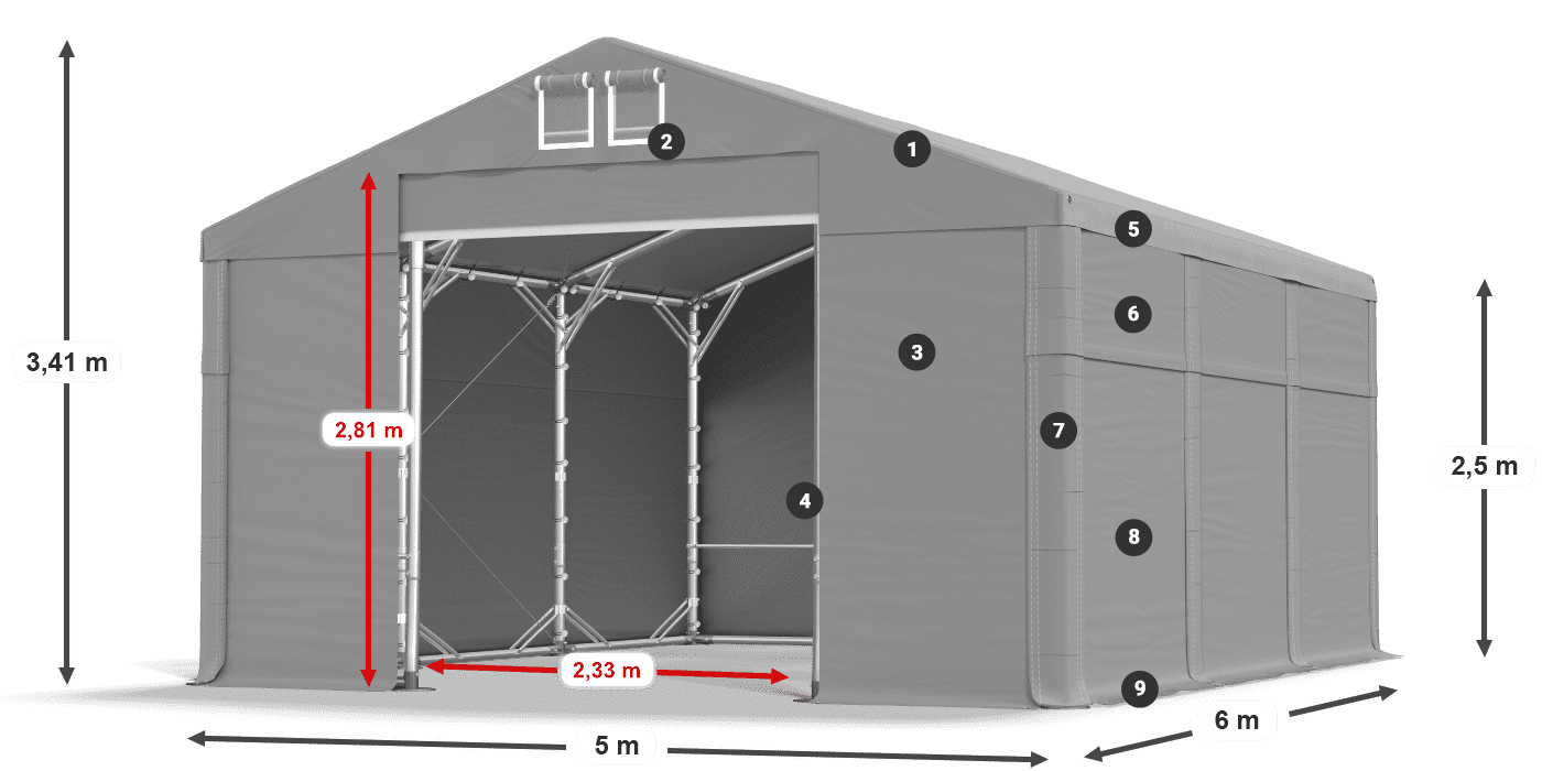 Krov: FR 620 PVC Zidovi: MS 580 PVC 2,5 m legenda