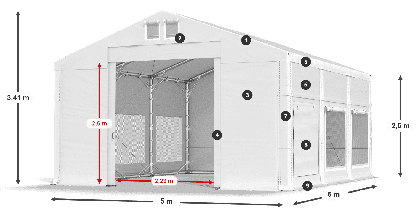 Krov: FR 620 PVC Zidovi: SD 500 PVC Legenda od 2,5 m