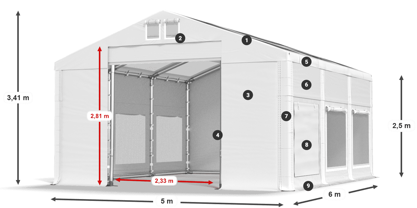 Krov: MS T 580 PVC Zidovi: SD M 500 PVC Legenda od 2,5 m