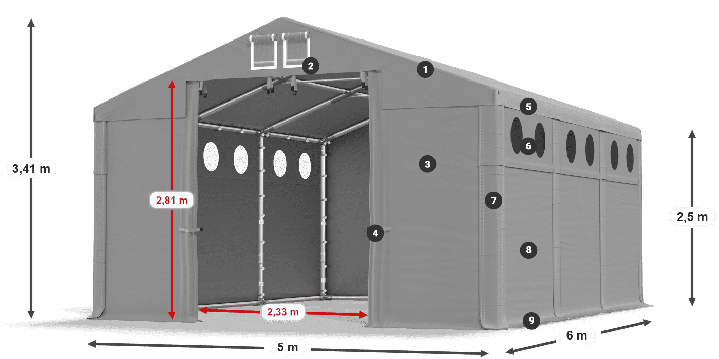 Krov: SD 560 PVC Zidovi: FR O 620 PVC legenda 2,5 m