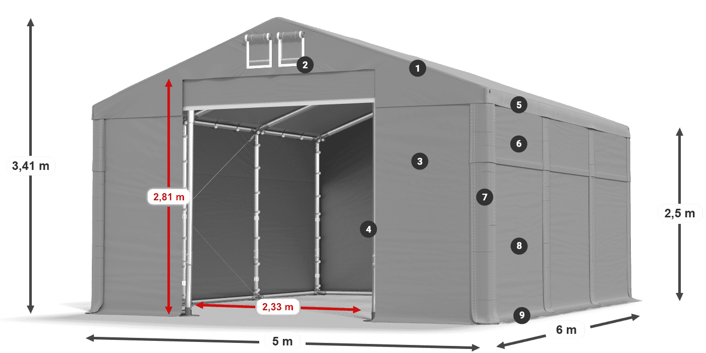 Krov: SD 560 PVC Zidovi: FR 620 PVC legenda 2,5 m