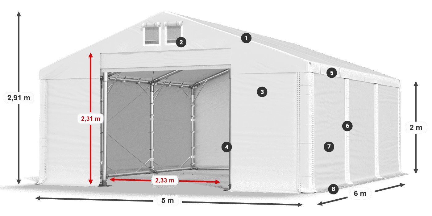 Krov: MS 580 PVC Zidovi: SD 500 PVC Legenda od 2 m