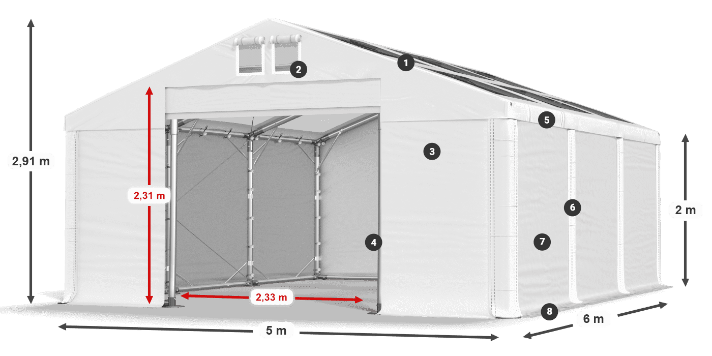Krov: MS T 580 PVC Zidovi: SD 500 PVC Legenda od 2 m