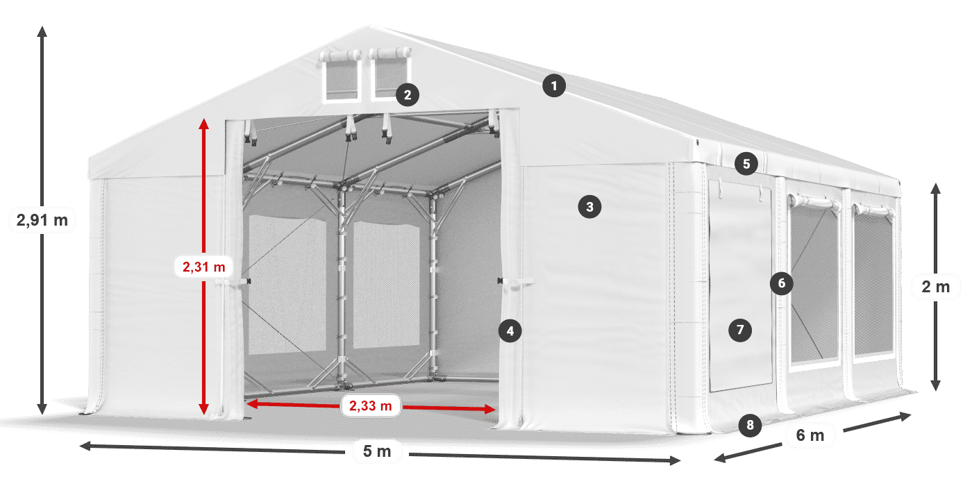 Krov: MS 580 PVC Zidovi: SD M 500 PVC Legenda od 2 m