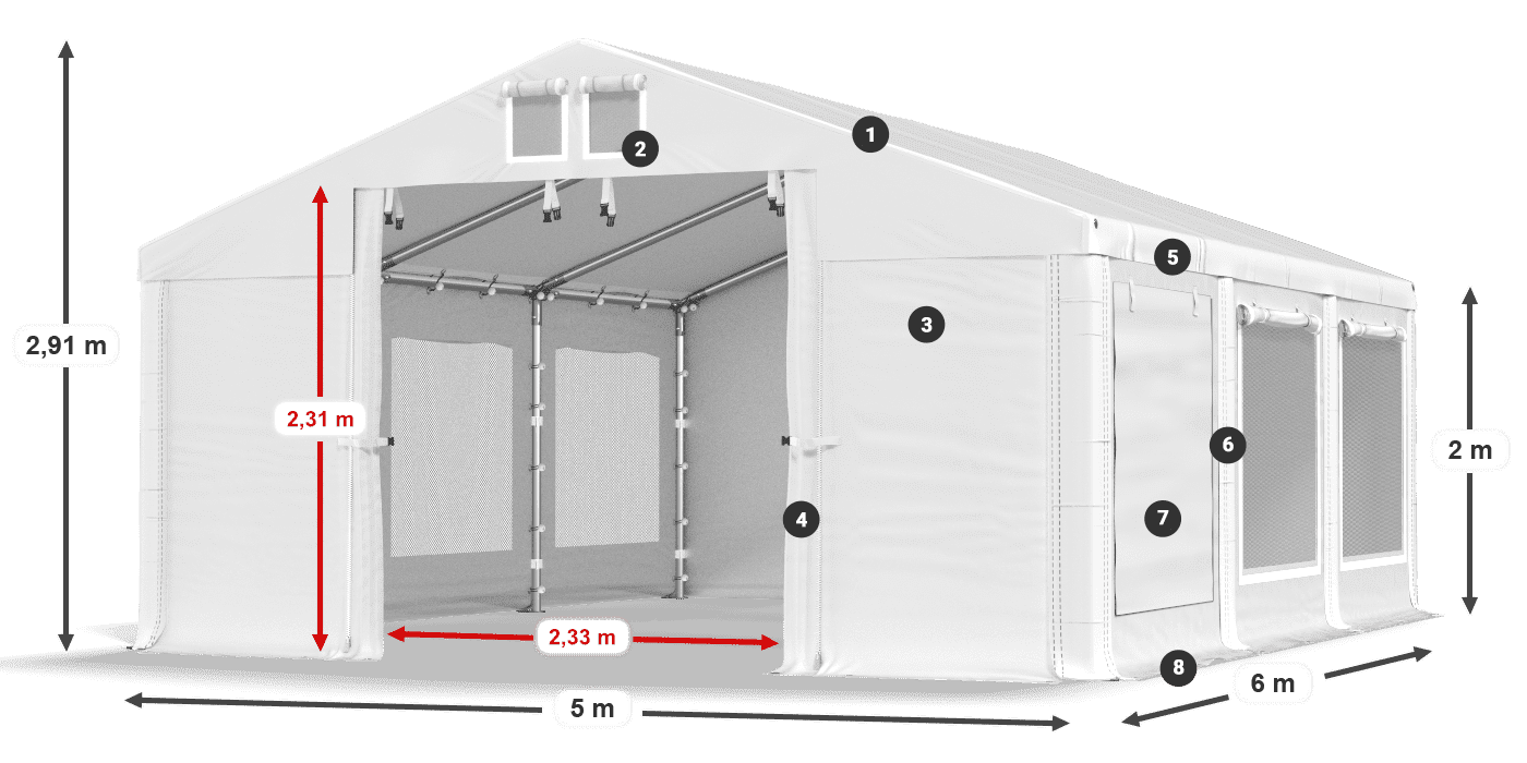 Krov: MS 580 PVC Zidovi: SD M 500 PVC Legenda od 2 m