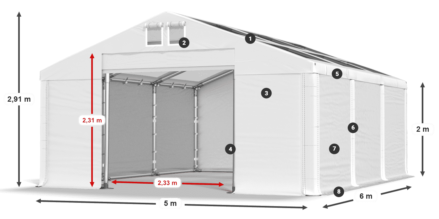 Krov: MS T 580 PVC Zidovi: SD 500 PVC Legenda od 2 m