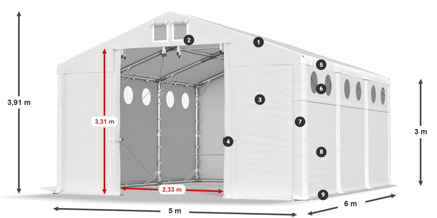 Krov: FR 620 PVC Zidovi: SD O 500 PVC Legenda od 3 m