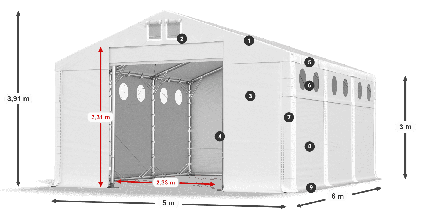 Krov: FR 620 PVC Zidovi: SD O 500 PVC Legenda od 3 m