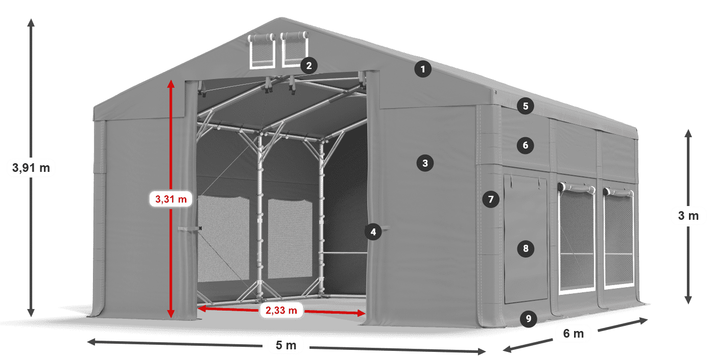 Krov: FR 620 PVC Zidovi: SD 500 PVC Legenda od 3 m