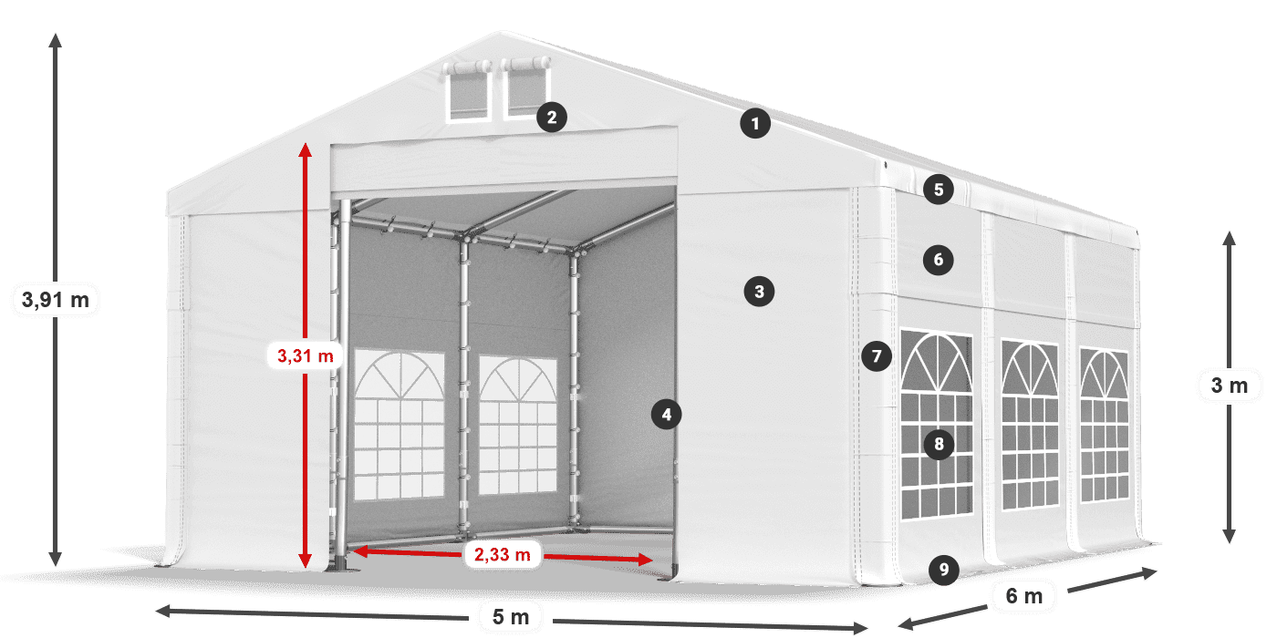 Krov: MS 580 PVC Zidovi: FR 620 PVC Legenda od 3 m