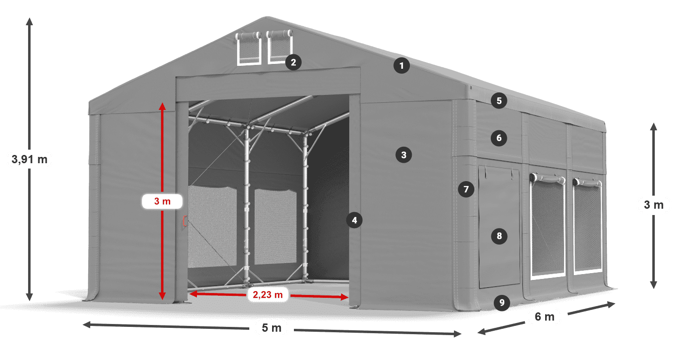 Krov: MS 580 PVC Zidovi: SD M 500 PVC Legenda od 3 m