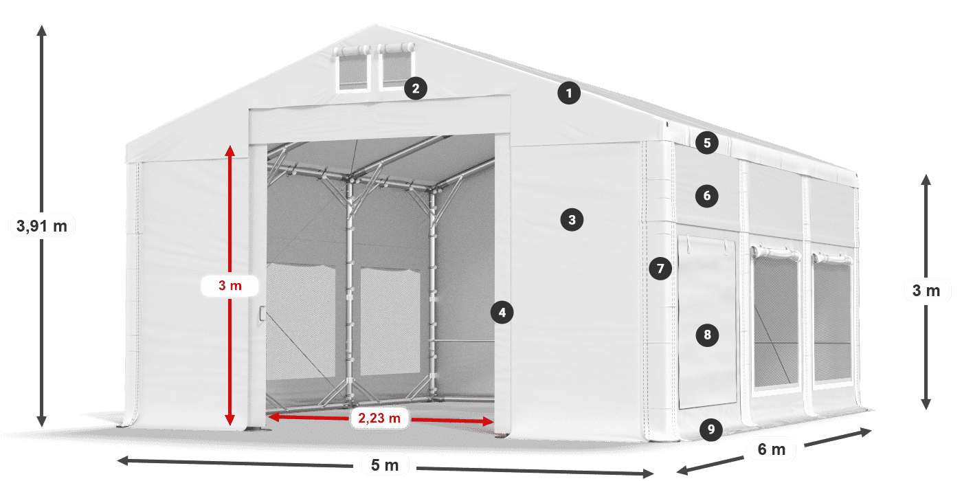 Krov: MS 580 PVC Zidovi: SD M 500 PVC Legenda od 3 m