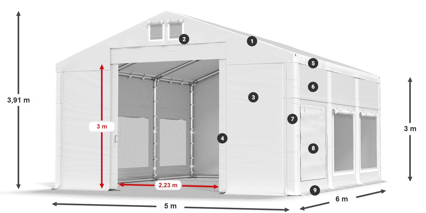Krov: MS 580 PVC Zidovi: SD M 500 PVC Legenda od 3 m