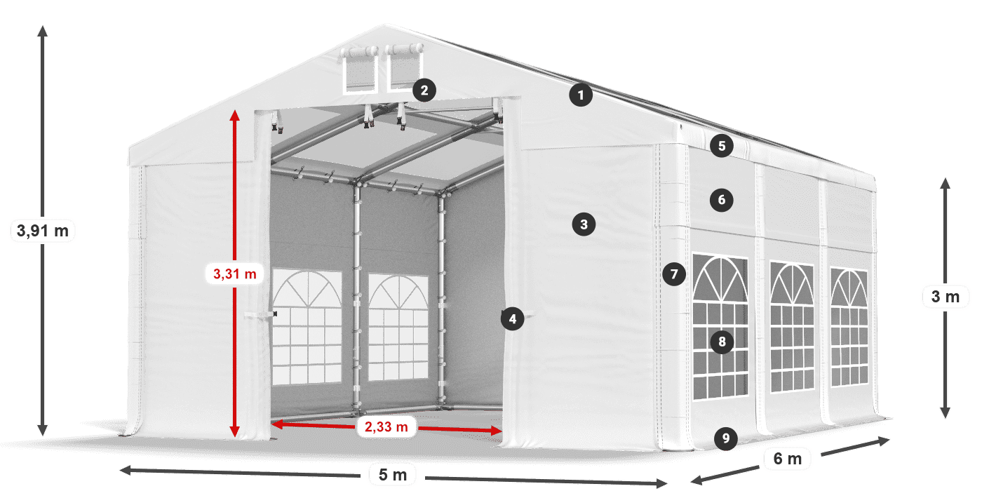 Krov: MS T 580 PVC Zidovi: SD I 500 PVC Legenda od 3 m