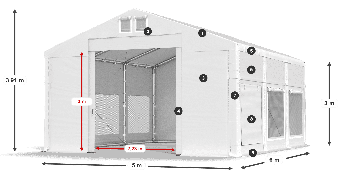 Krov: MS 580 PVC Zidovi: SD M 500 PVC Legenda od 3 m
