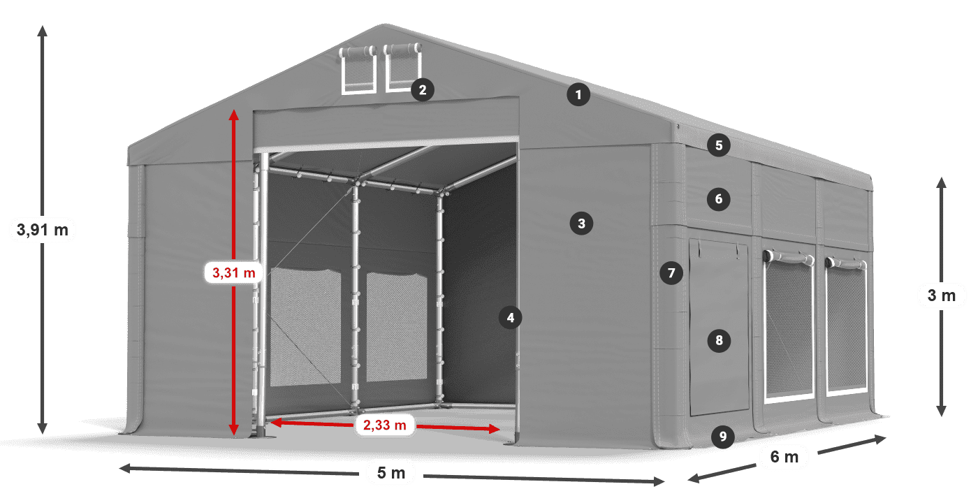 Krov: MS 580 PVC Zidovi: SD M 500 PVC Legenda od 3 m