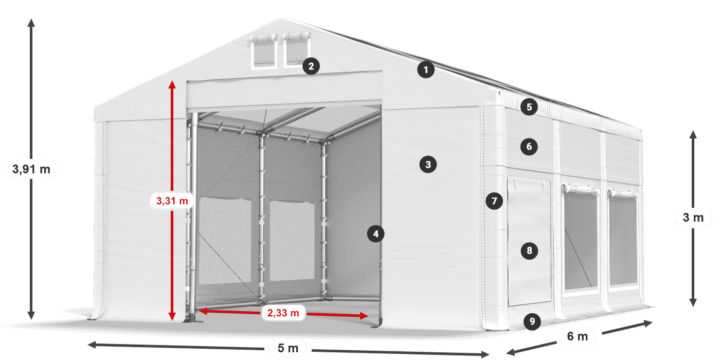 Krov: MS T 580 PVC Zidovi: SD M 500 PVC Legenda od 3 m