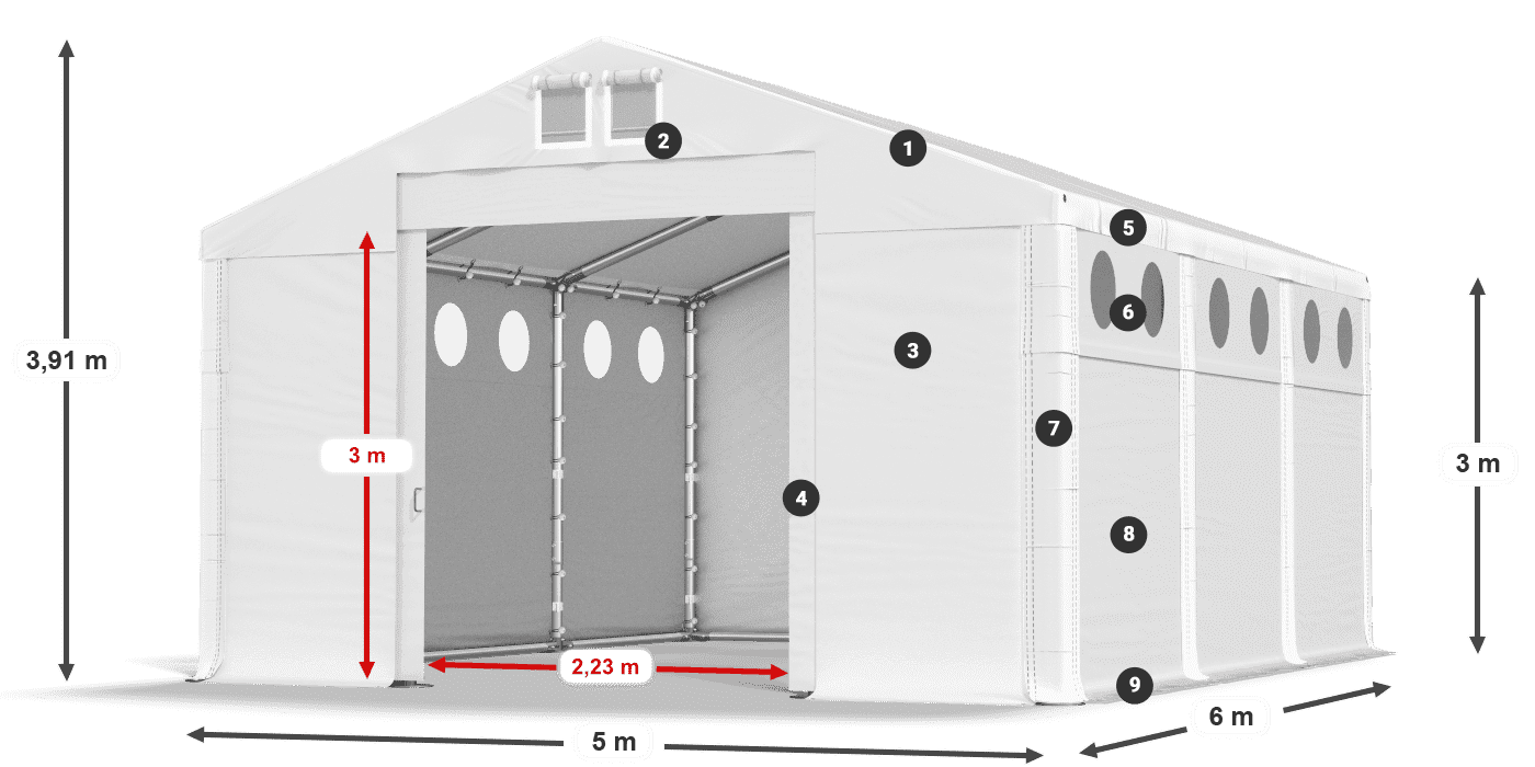 Krov: SD 560 PVC Zidovi: FR O 620 PVC Legenda 3m