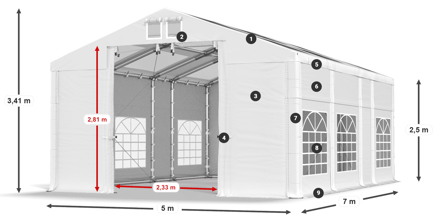 Krov: MS 580 PVC Zidovi: SD 500 PVC Legenda od 2,5 m