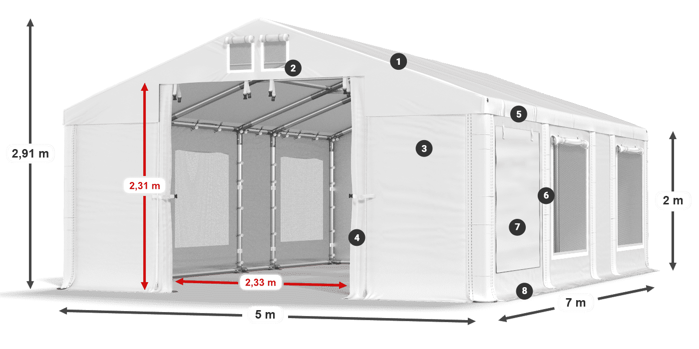 Krov: FR 620 PVC Zidovi: SD 500 PVC Legenda od 2 m