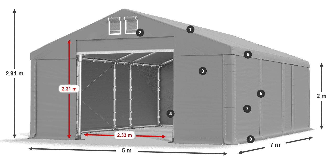 Krov: FR 620 PVC Zidovi: SD 500 PVC Legenda od 2 m