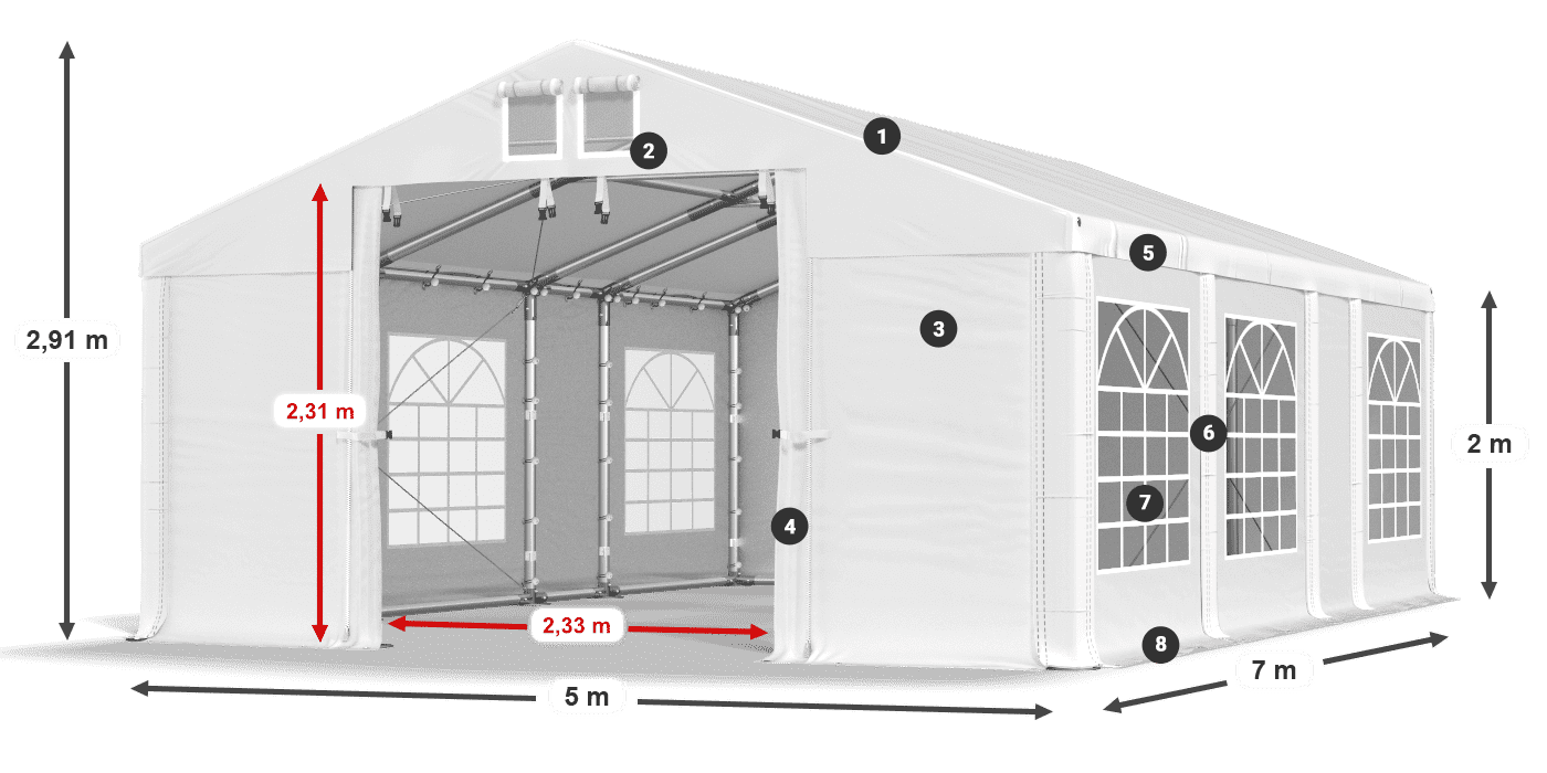 Krov: FR 620 PVC Zidovi: SD 500 PVC Legenda od 2 m